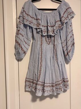 Little Moon Pale Blue Pleated Dress - S